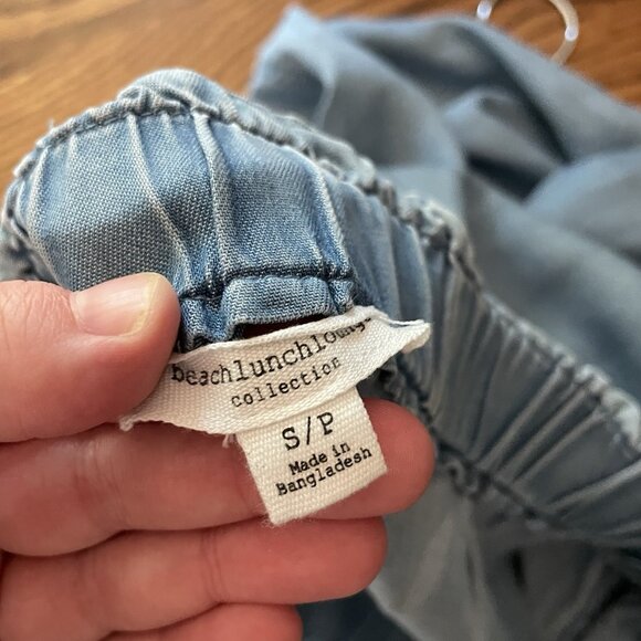 BeachLunchLounge Women Sz S Blue Chambray Drawstring/Elastic Waist Casual Pants - Picture 8 of 9